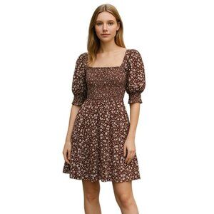 1. STATE Smocked Top Puff-Sleeve Dress Cheetah Print